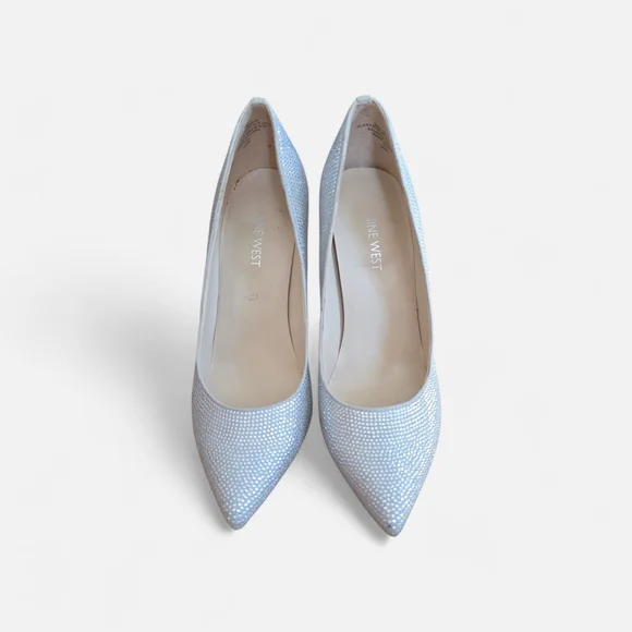 Nine West Tatiah Glass Crystal Encrusted Cinderella Heels Size 9 - Picture 4 of 8